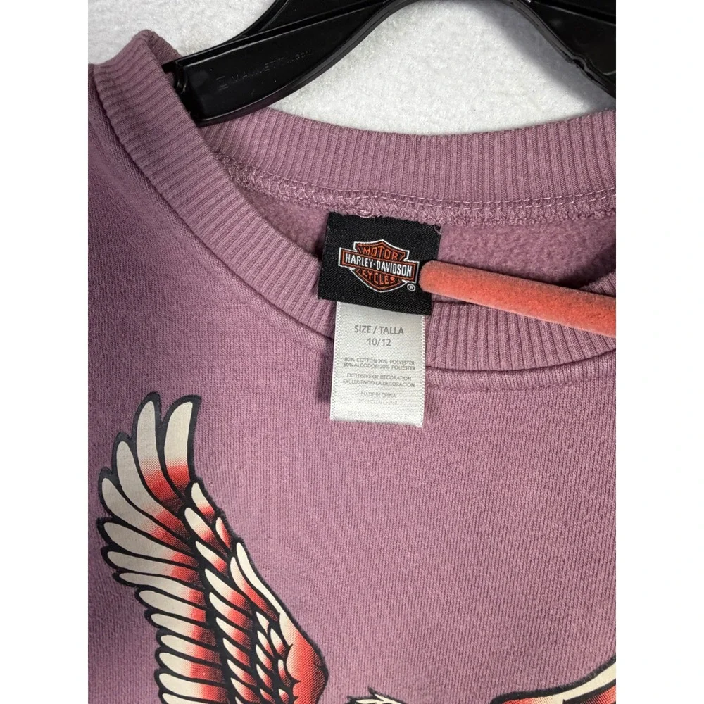 Harley-Davidson Sweatshirt Kids 10/12 Purple Excellent Eagle Graphic Pullover